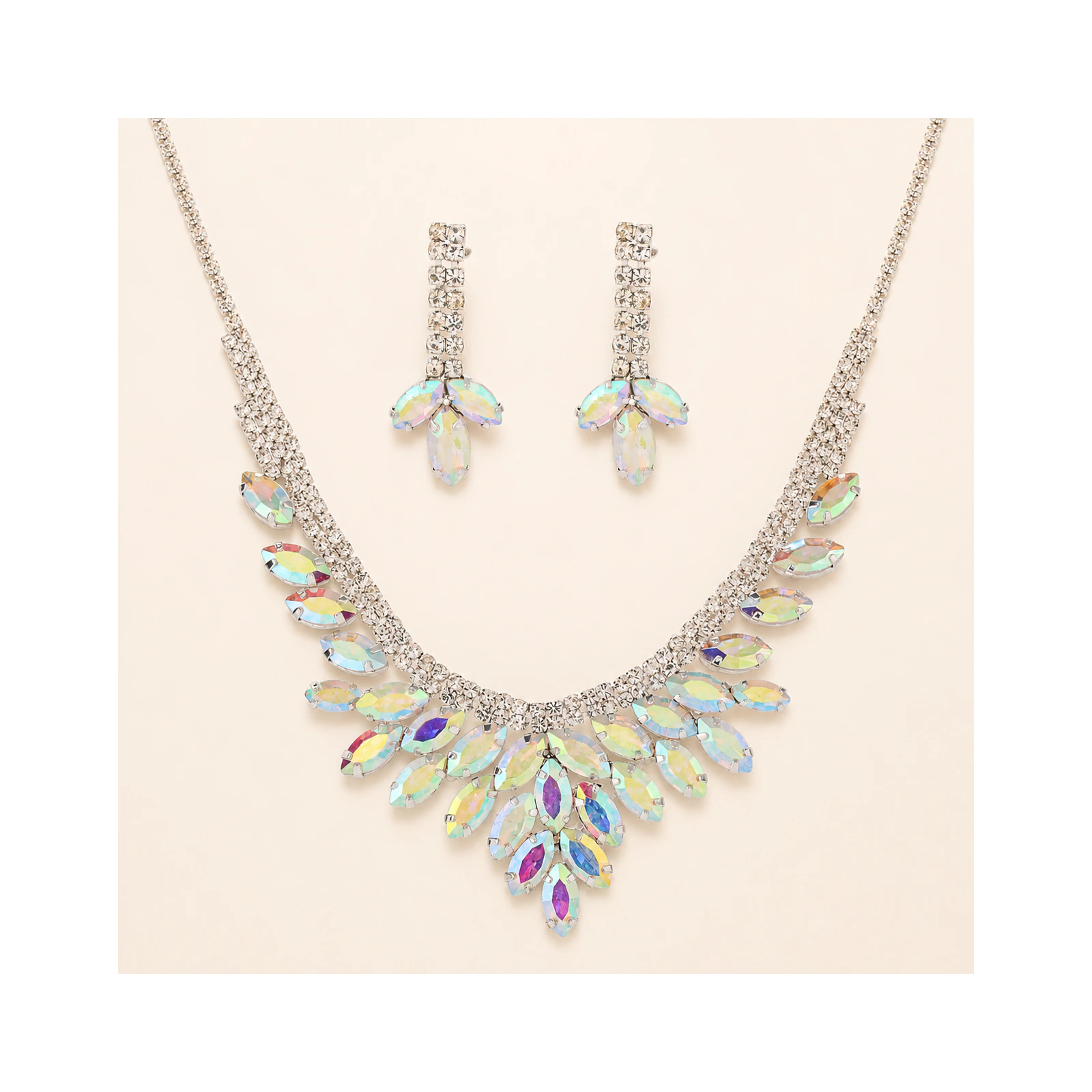 AB Leaf Statement Necklace Set