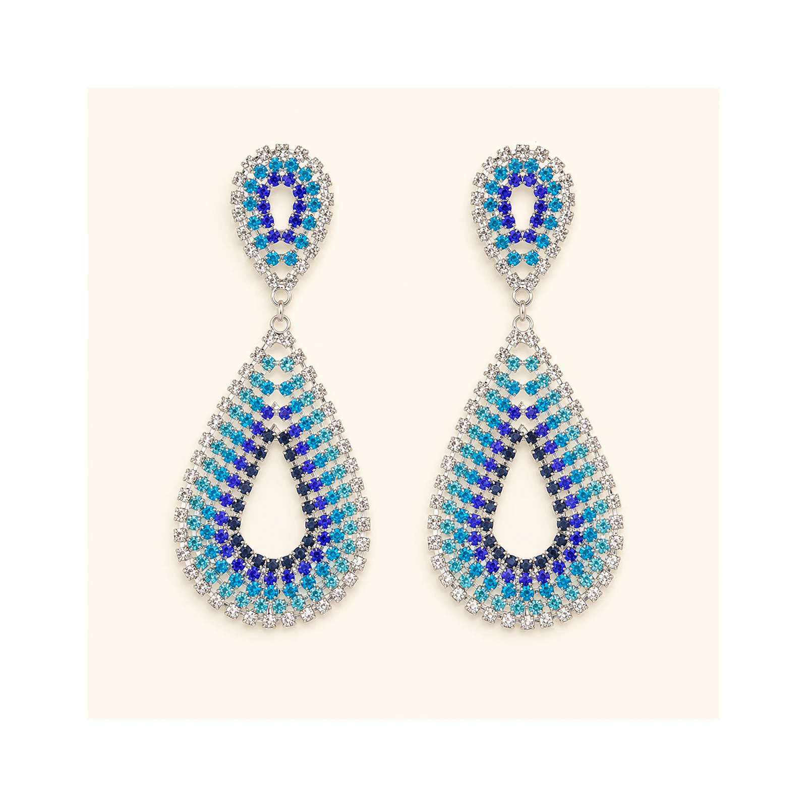 AB Openwork Teardrop Statement Earrings