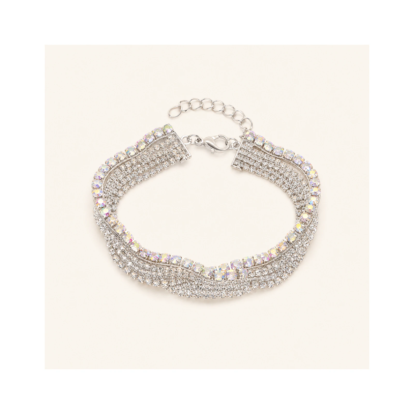 AB Wide Crystal Bracelet