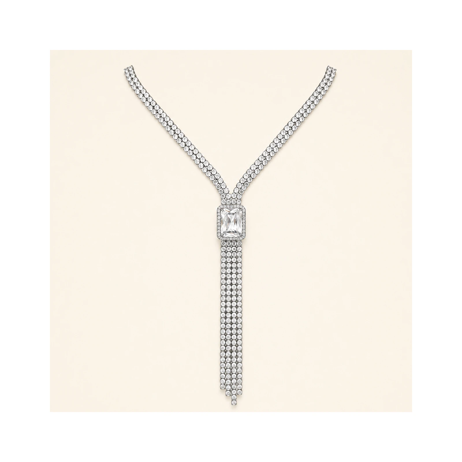 Art Deco Crystal Fringe Necklace
