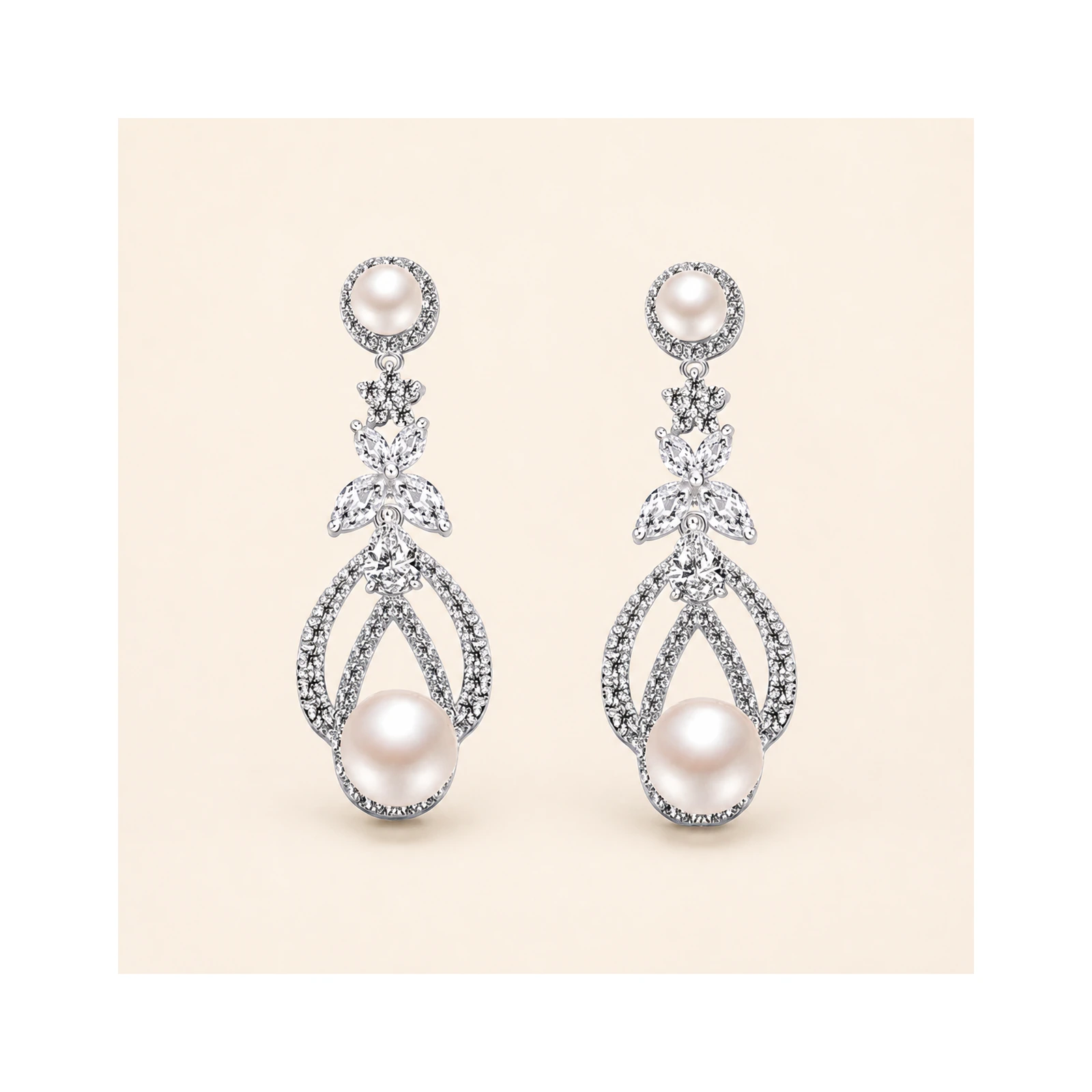Art Deco Pearl Linear Earrings