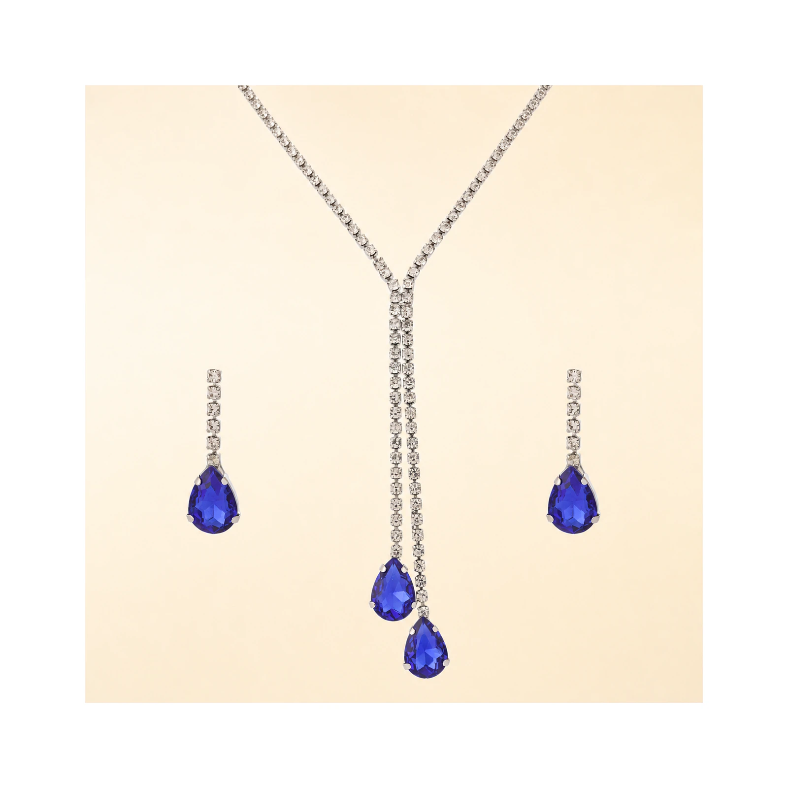 Blue Drop Y Necklace Set
