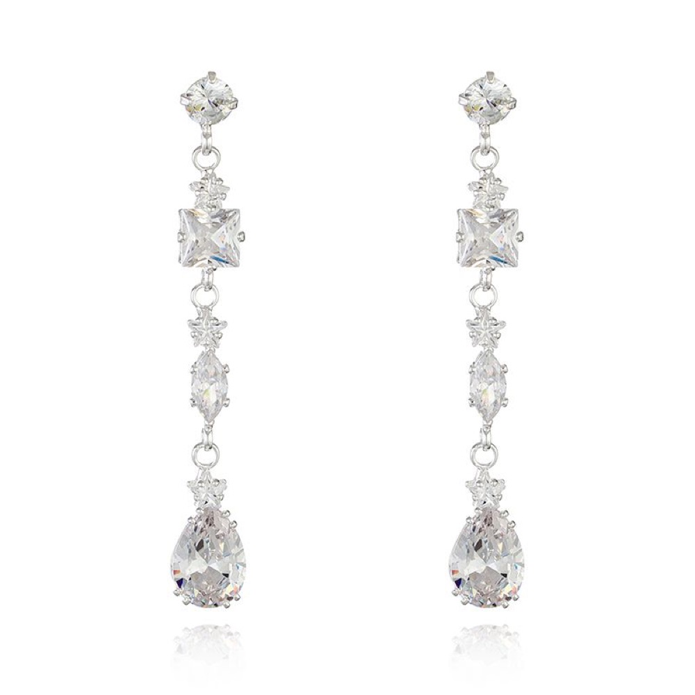 Bridal Crystal Teardrop Drop Earrings Style 03