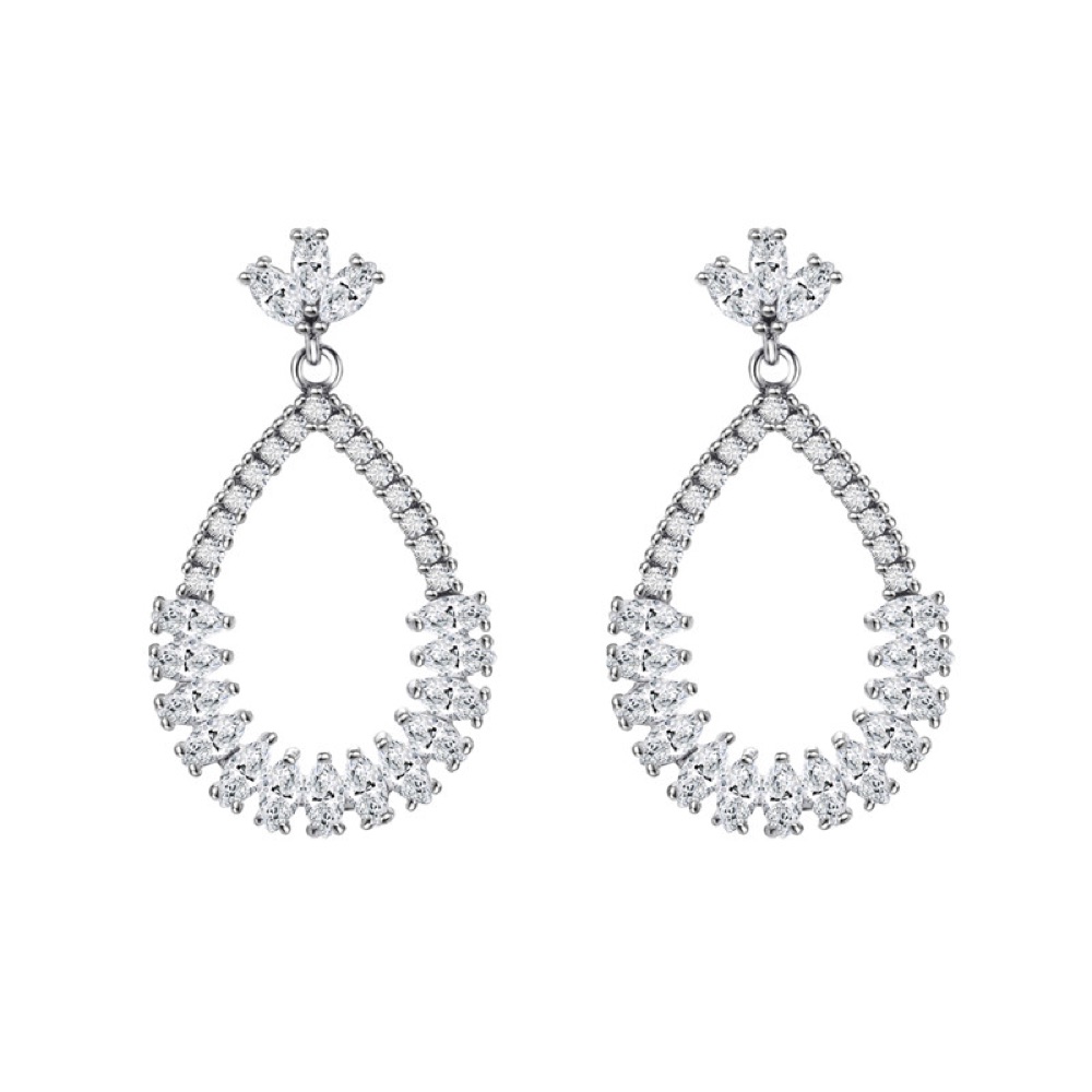 Bridal Crystal Teardrop Drop Earrings Style 04