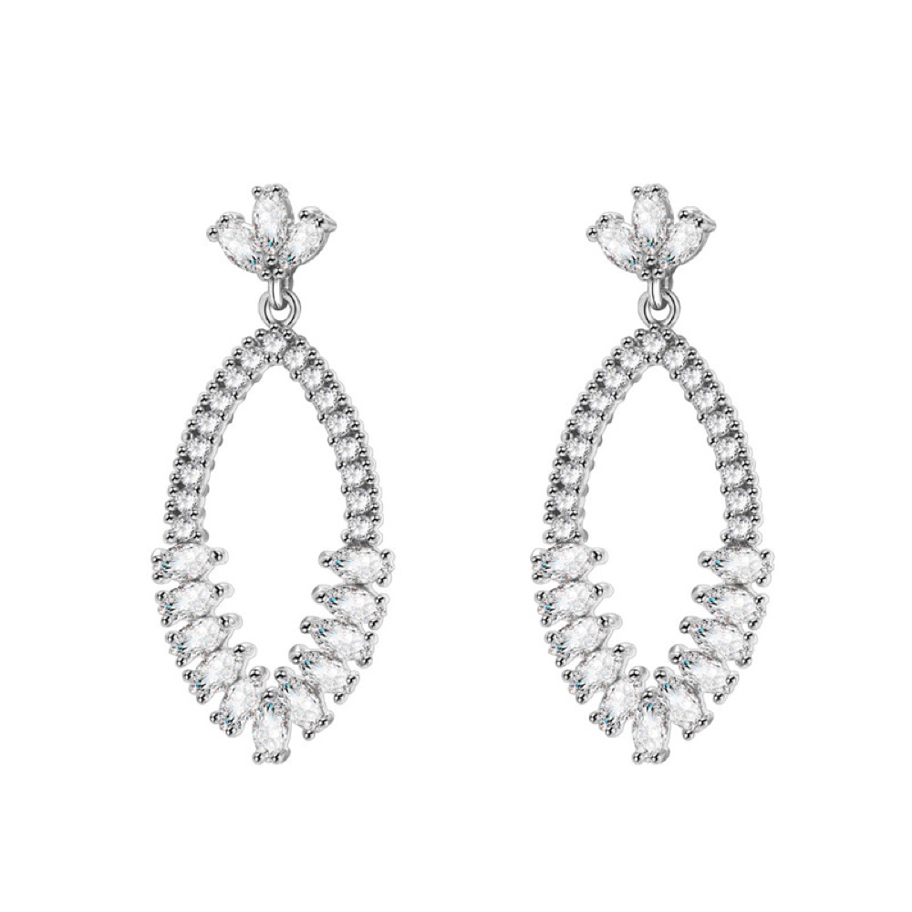 Bridal Crystal Teardrop Drop Earrings Style 05