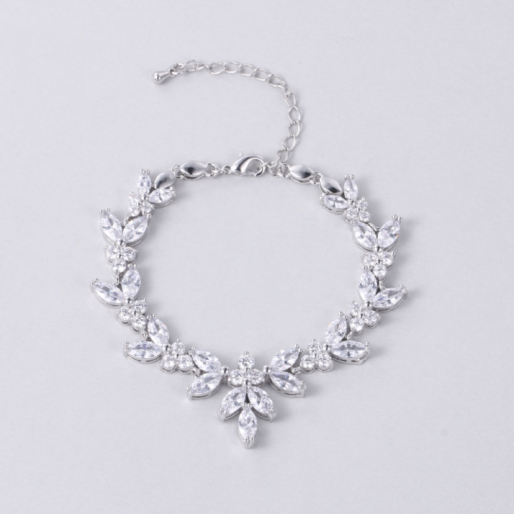 Bridal Leaf Crystal Clasp Bracelet