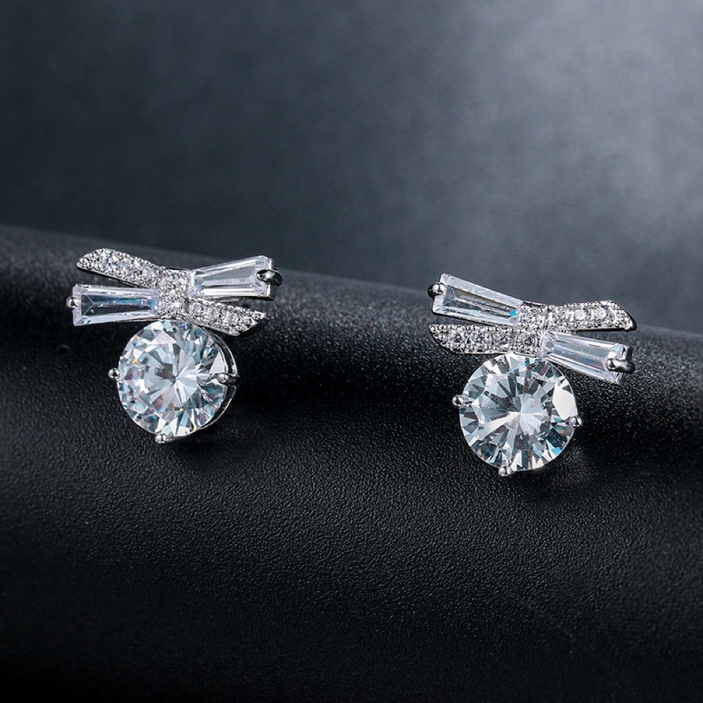 Bridesmaid Crystal Bow Butterfly Earrings
