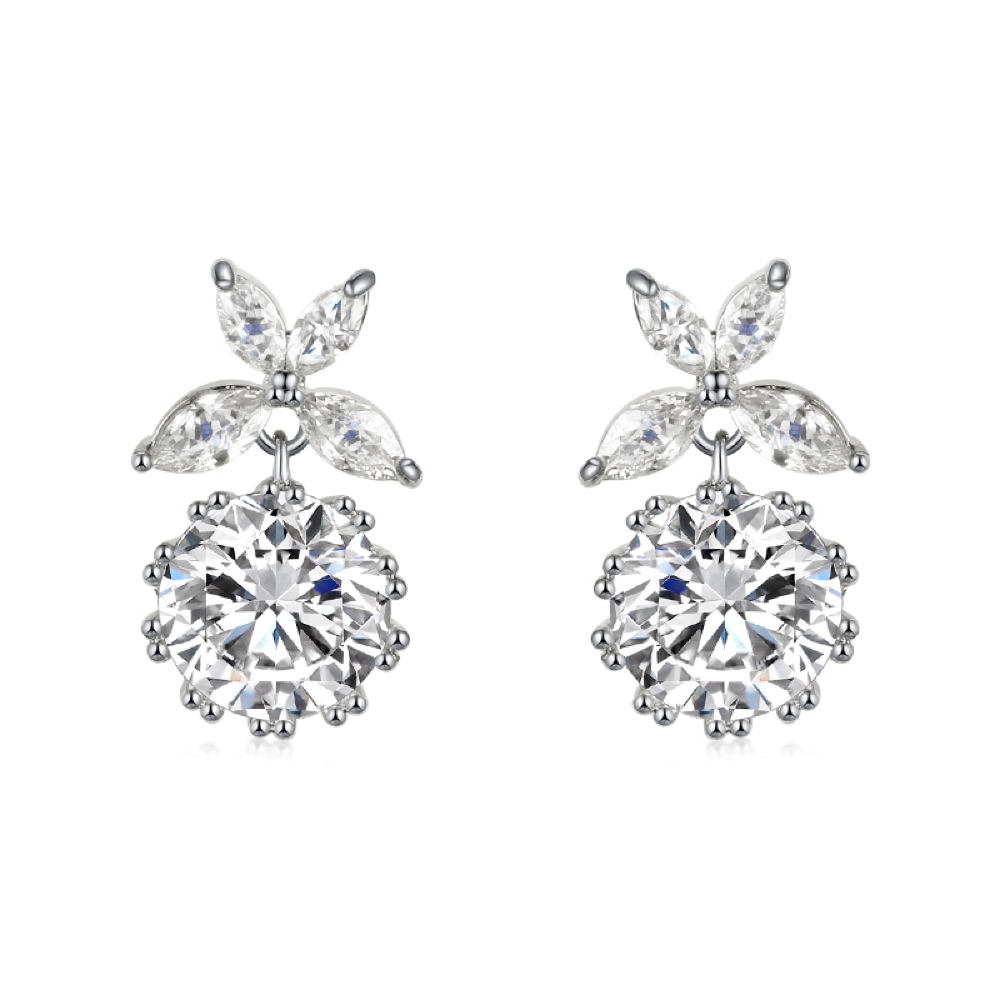 Bridesmaid Crystal Floral Earrings