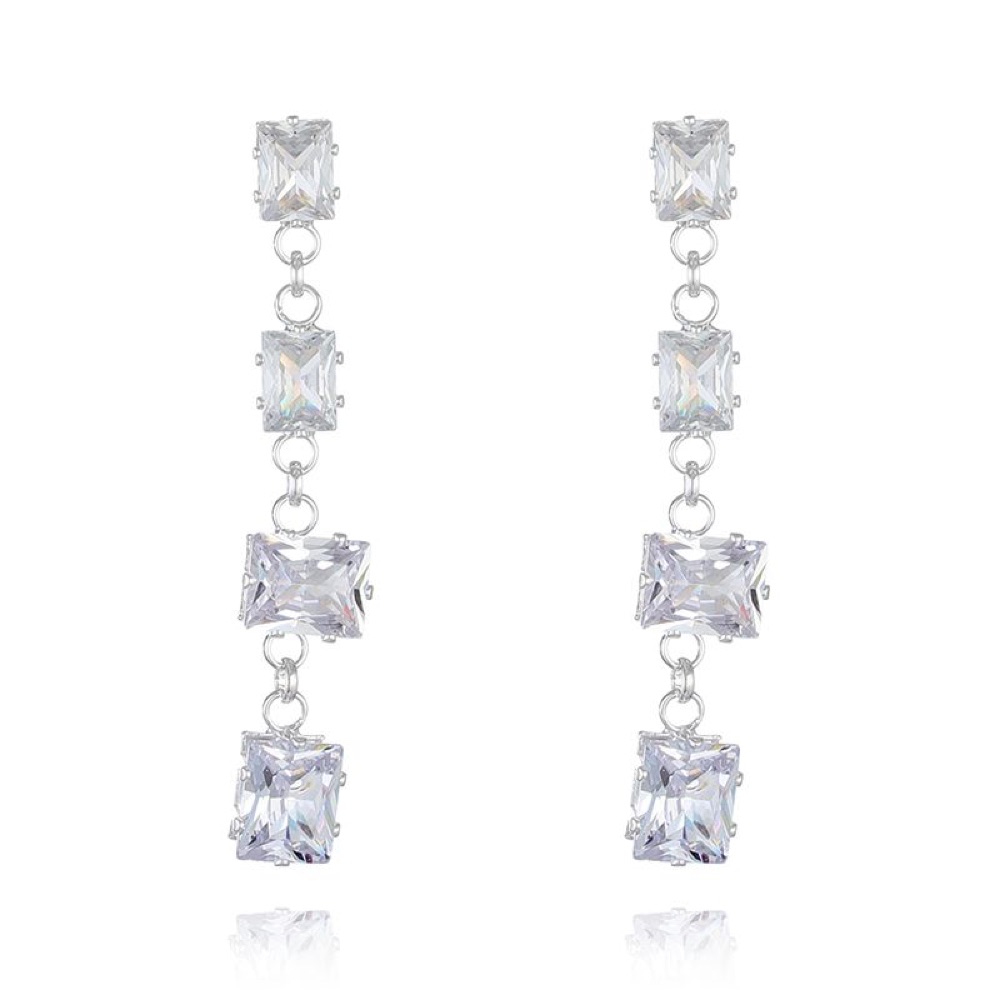Bridesmaid Crystal Square Drop Earrings