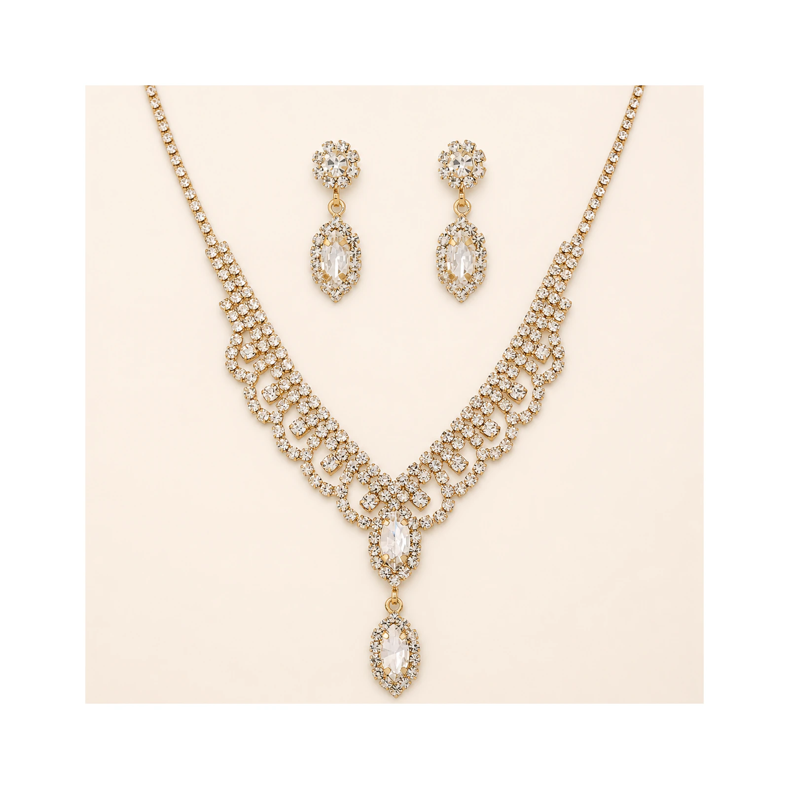 Champagne Lace Occasion Necklace Set