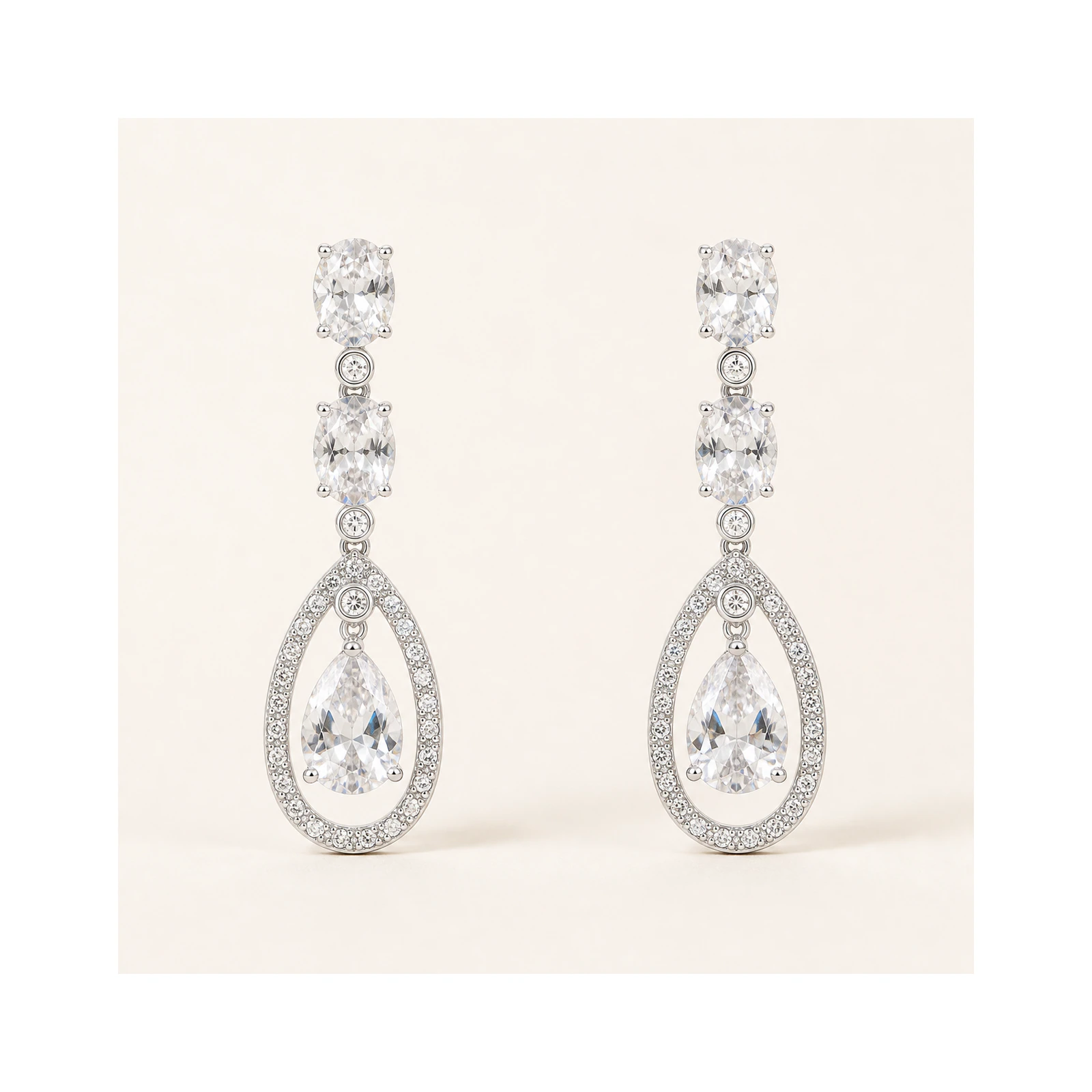 Classic Double Pear Halo Earrings