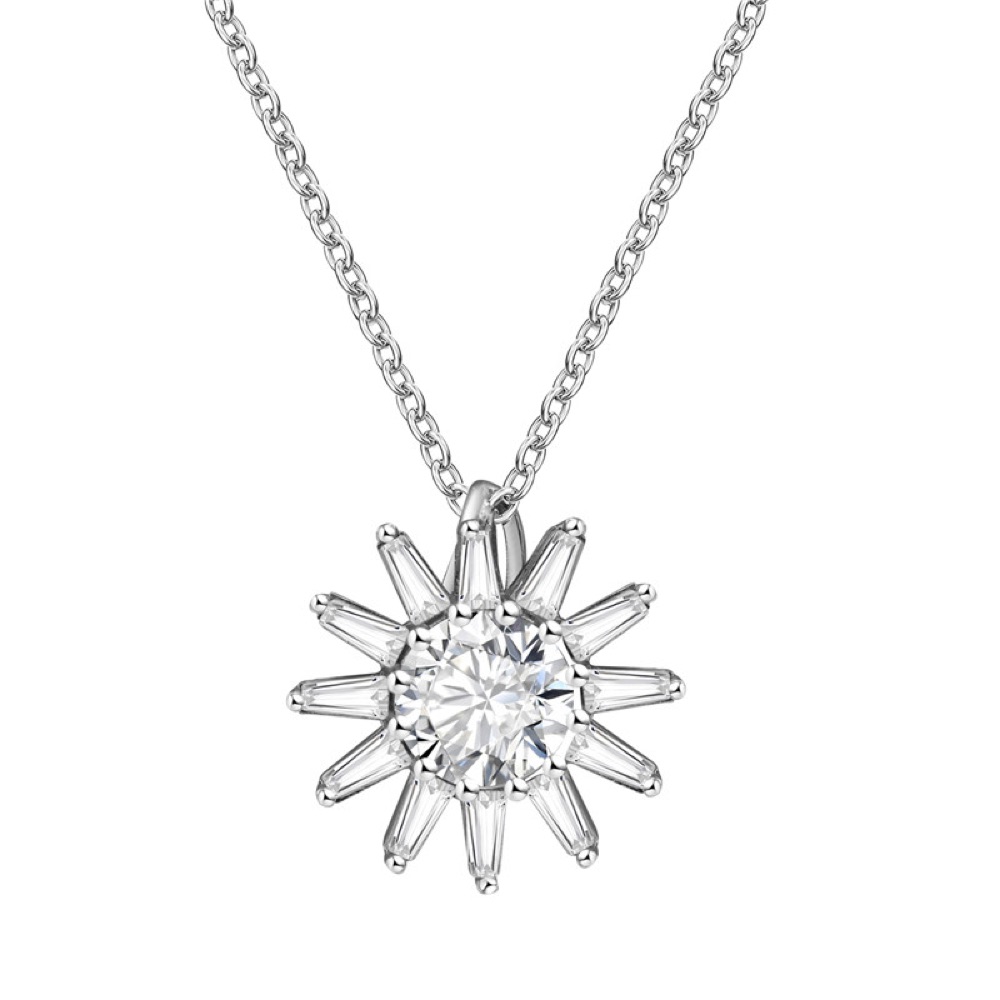 Classic Sunburst CZ Necklace Set