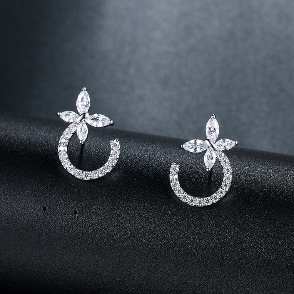 Cocktail Crystal Floral Earrings