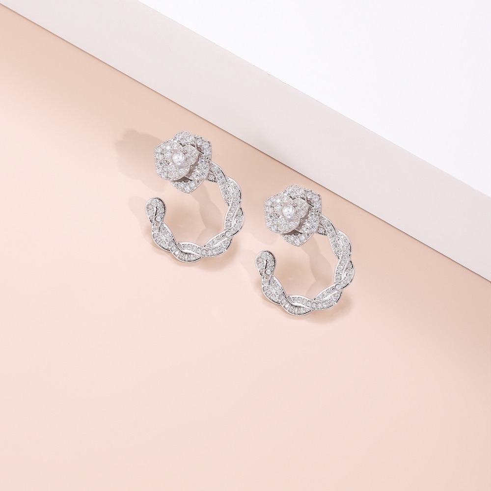 Cocktail Crystal Floral Hoop Earrings