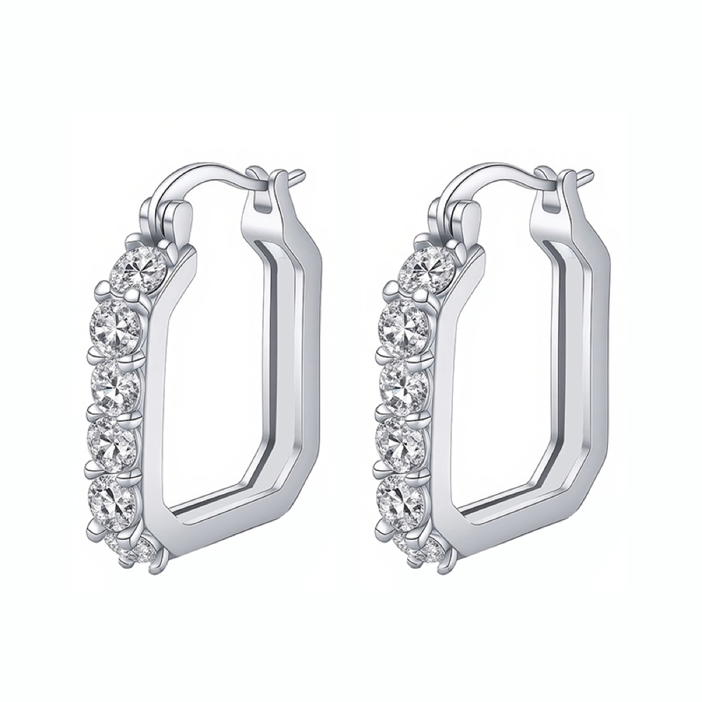 Cocktail Crystal Geometric Huggie Earrings