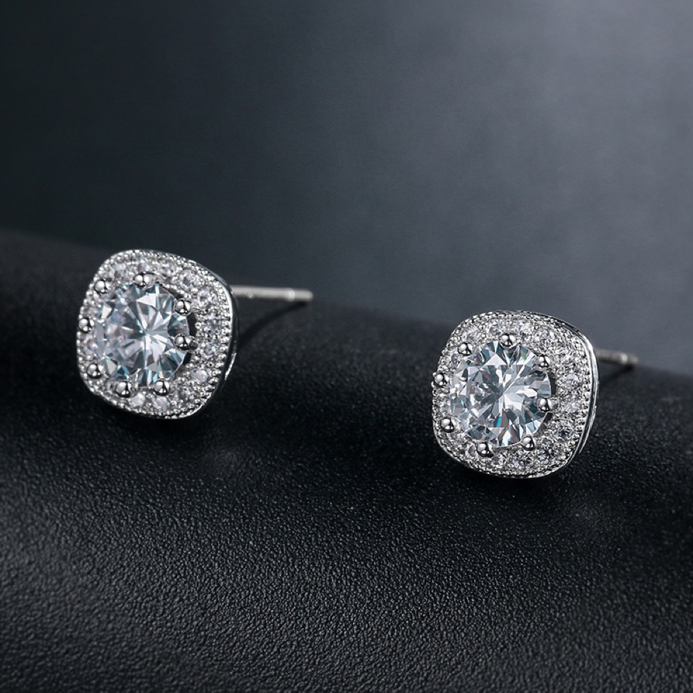 Cocktail Crystal Square Stud Earrings
