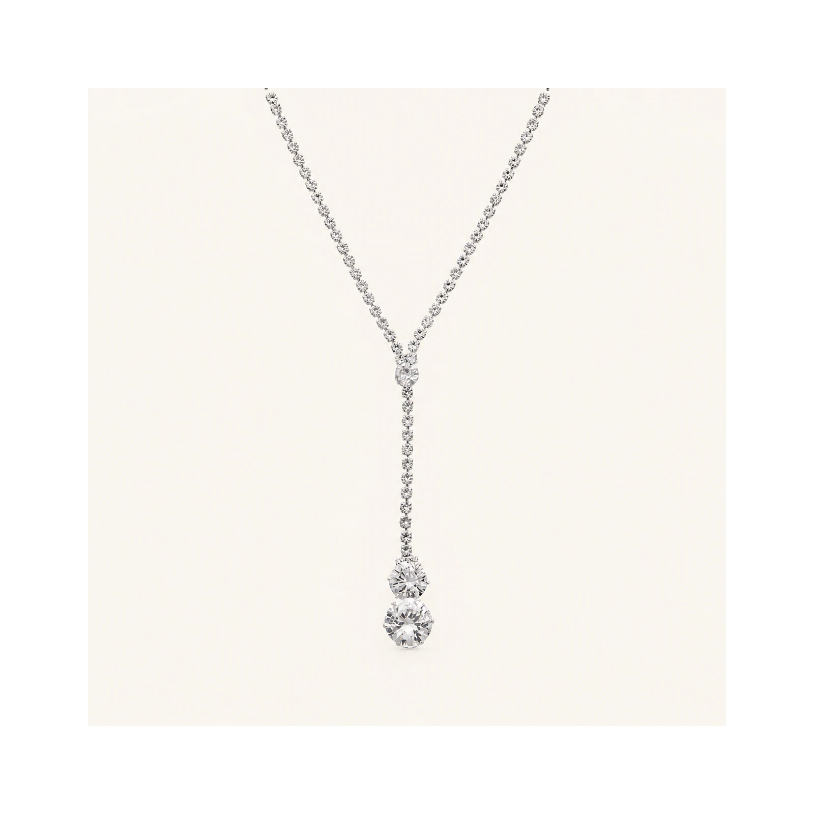 Crystal Double Round Y Necklace Set