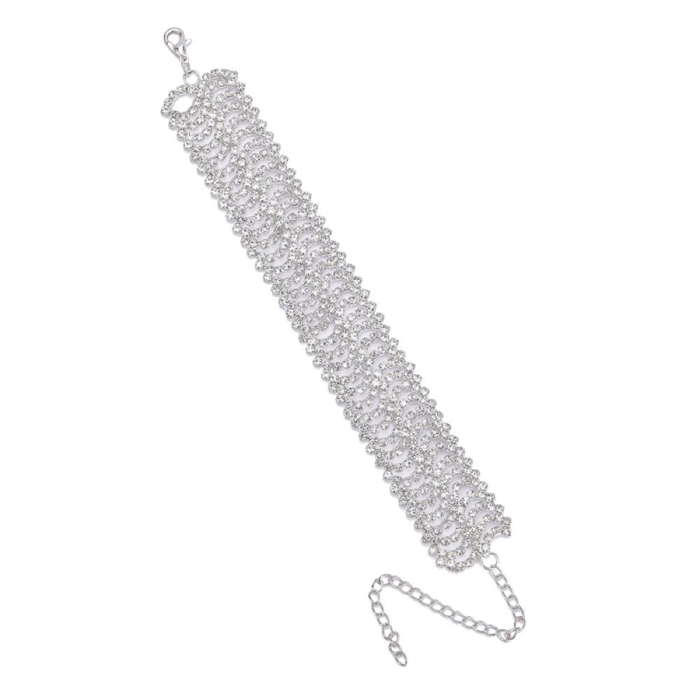 Floral Pattern Crystal Cuff