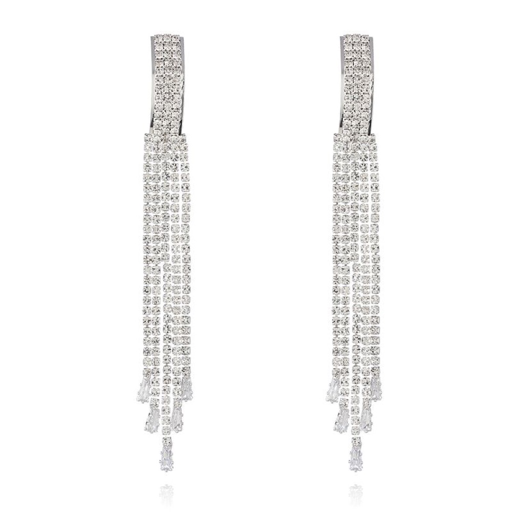 Formal Crystal Tassel Statement Tassel Earrings Style 02