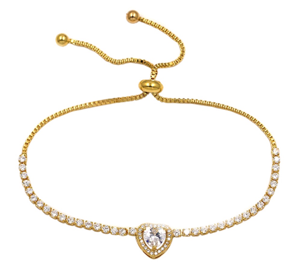 Gold Heart Tennis Bracelet