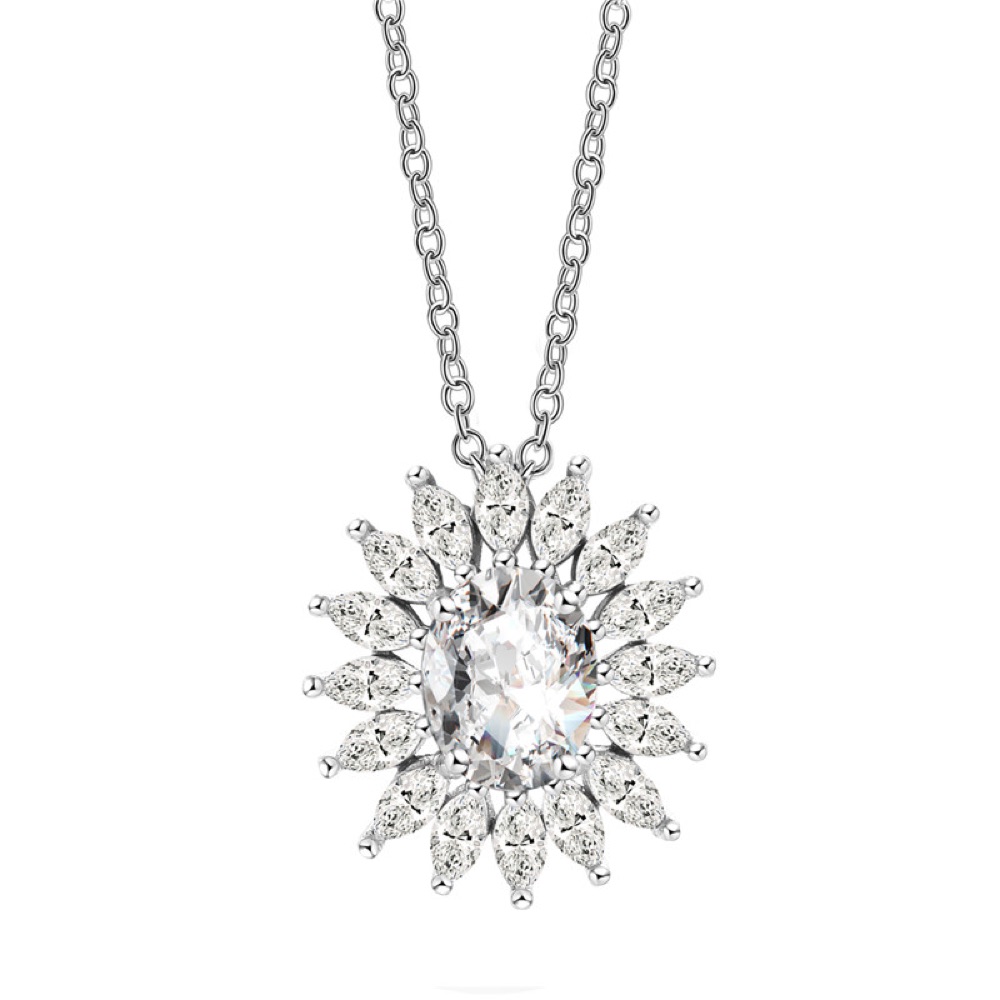 Large Floral Crystal Necklace Set