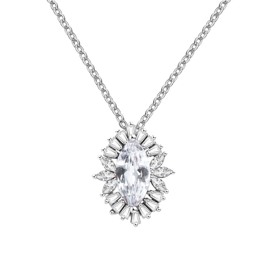 Marquise Halo Bridal Necklace Set