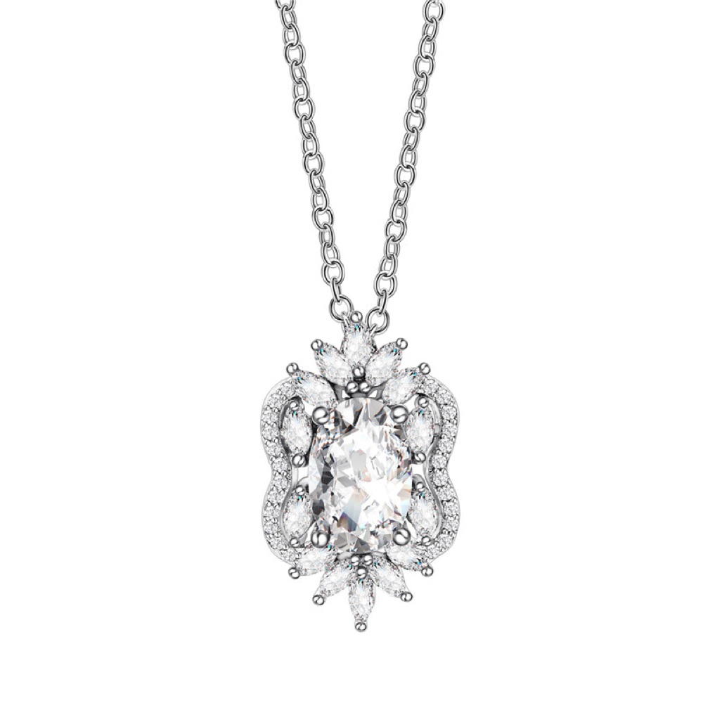 Oval Halo Formal Necklace Set