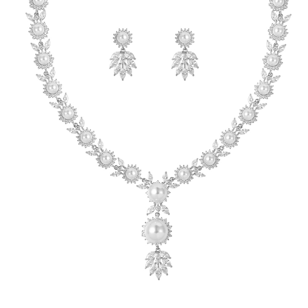 Pearl Floral Bridal Set