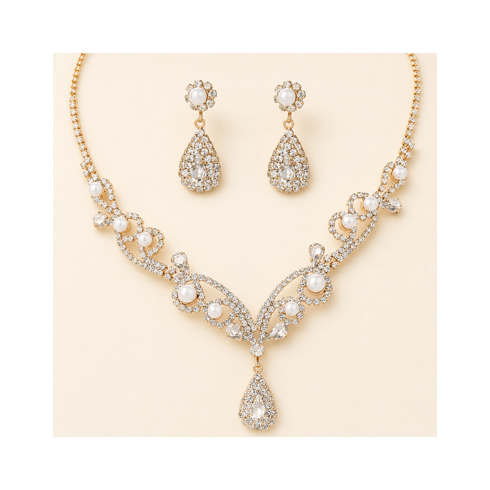 Pearl Teardrop Occasion Necklace Set