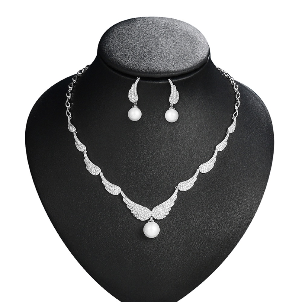 Pearl Leaf Bridal Necklace Set