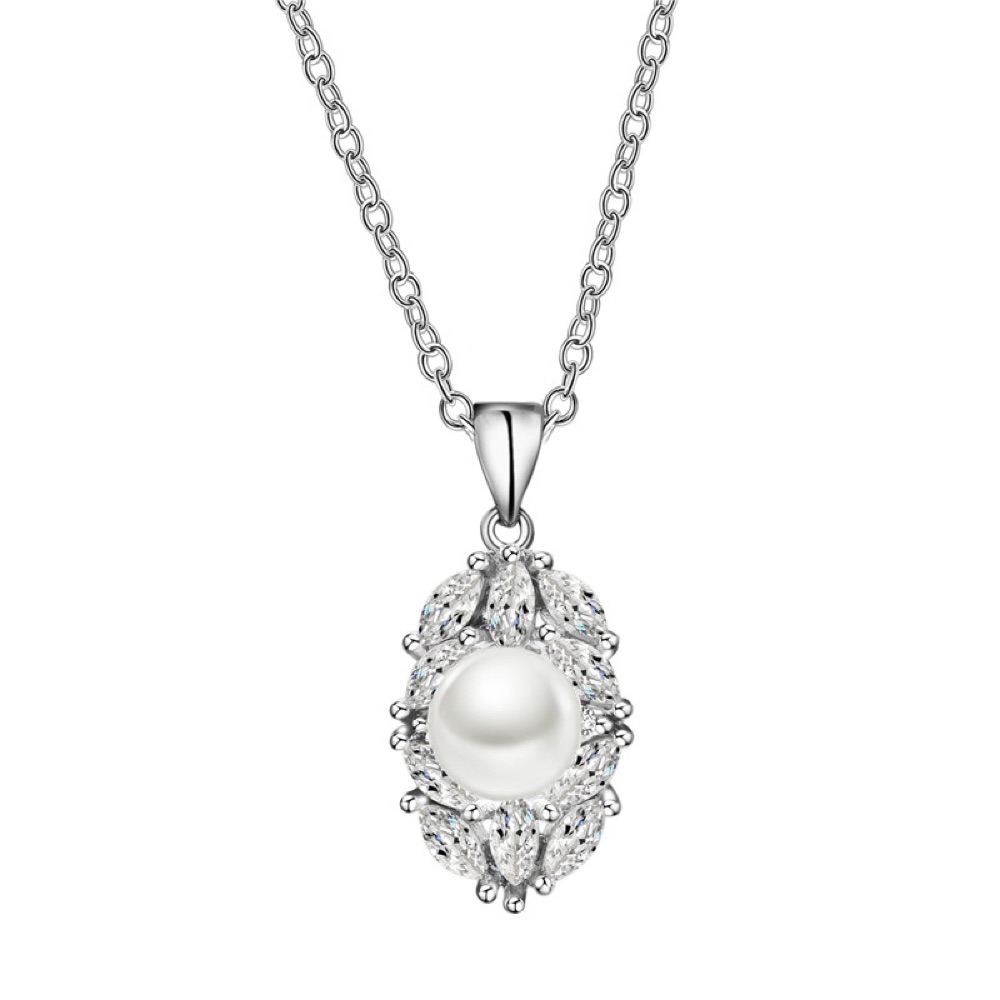 Pearl Oval Bridal Necklace Set