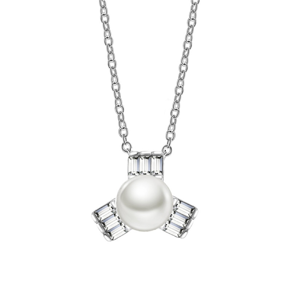 Pearl Square CZ Necklace Set
