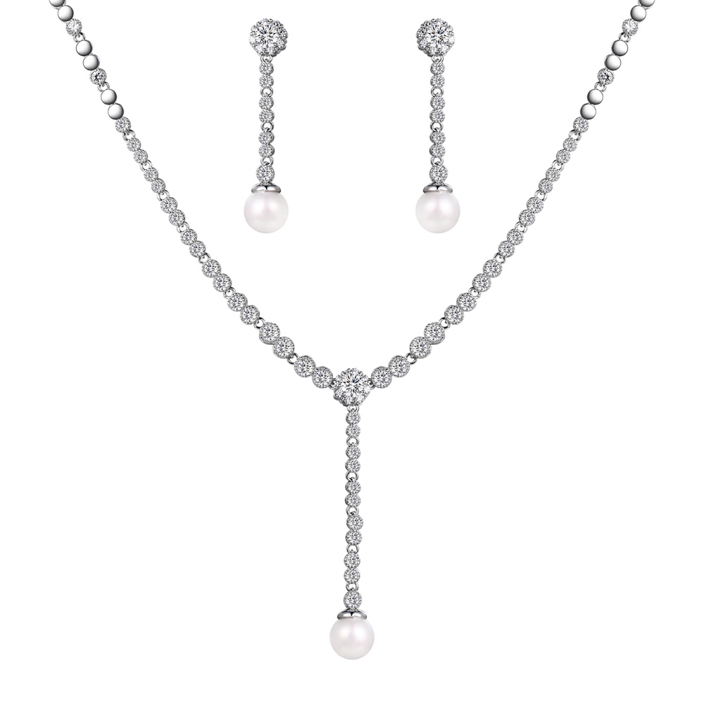Pearl Y Bridal Necklace Set