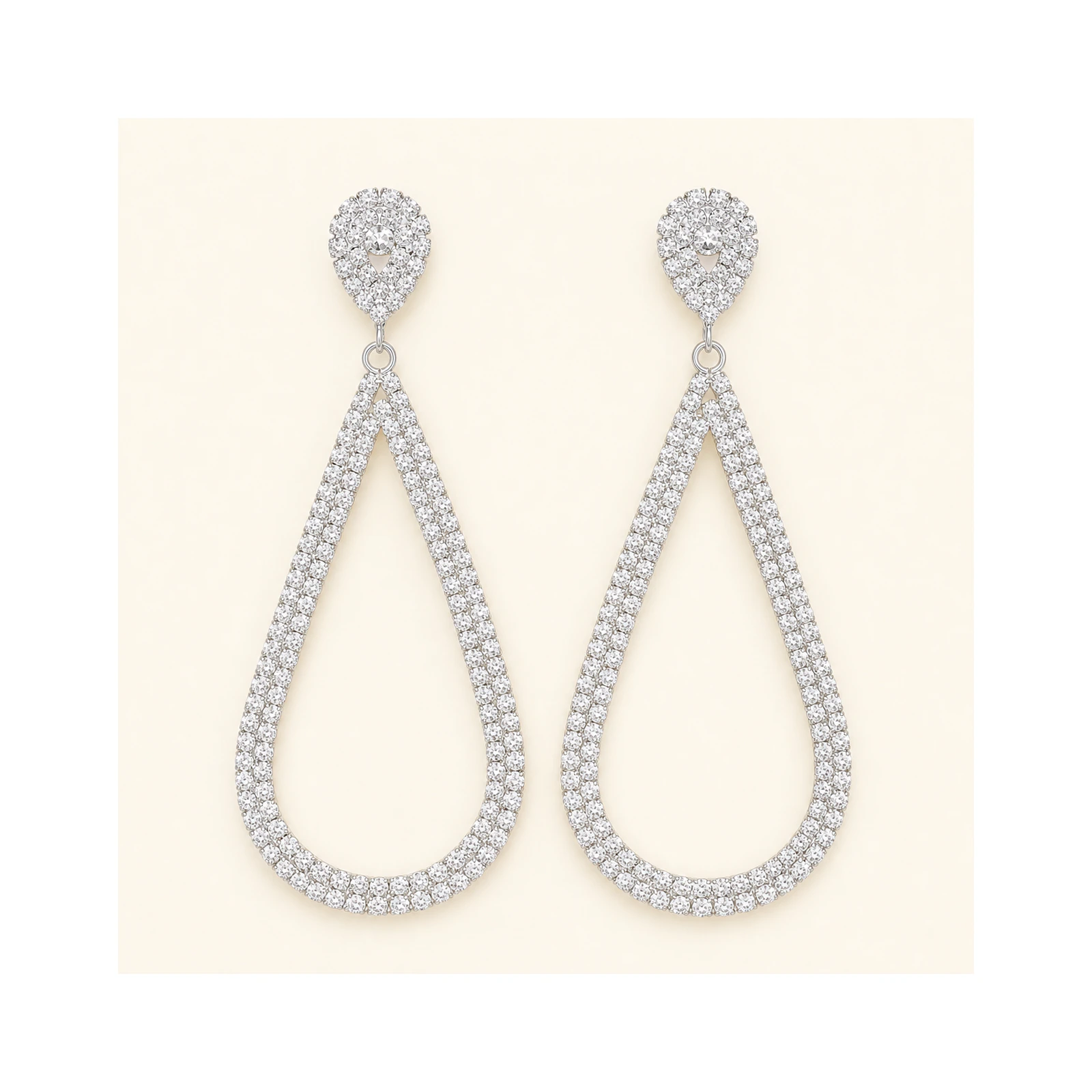 Silver Crystal Chandelier Prom Earrings
