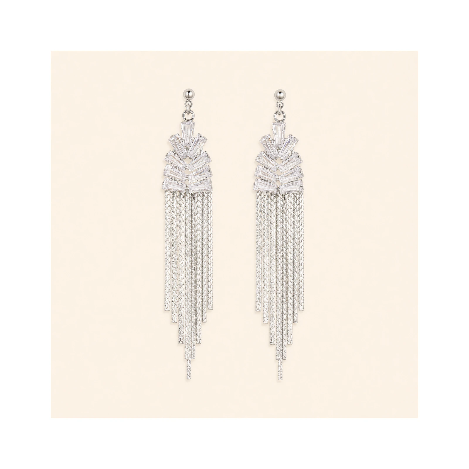 Prom Crystal Tassel Statement Tassel Earrings Style 01