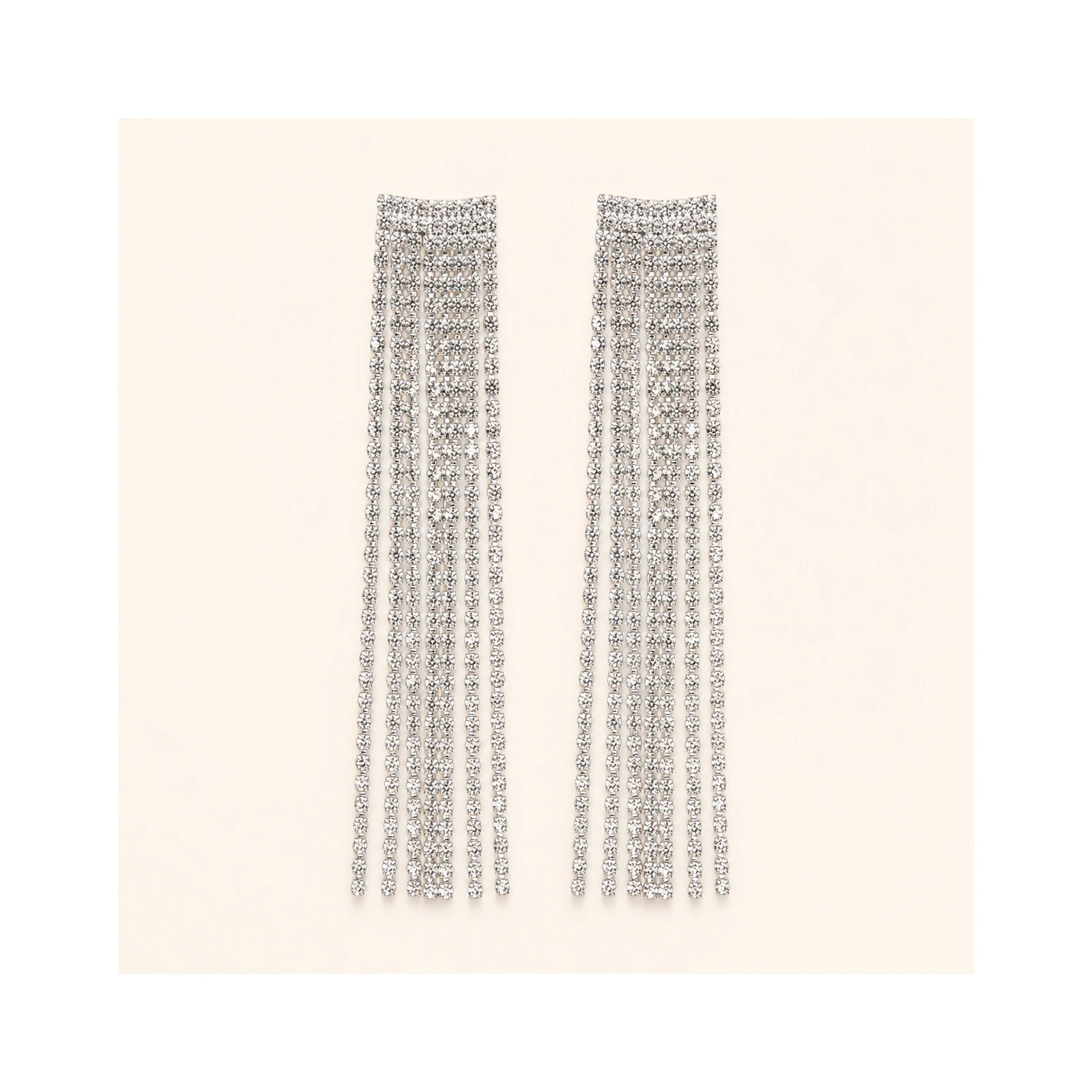 Prom Crystal Tassel Statement Tassel Earrings Style 02