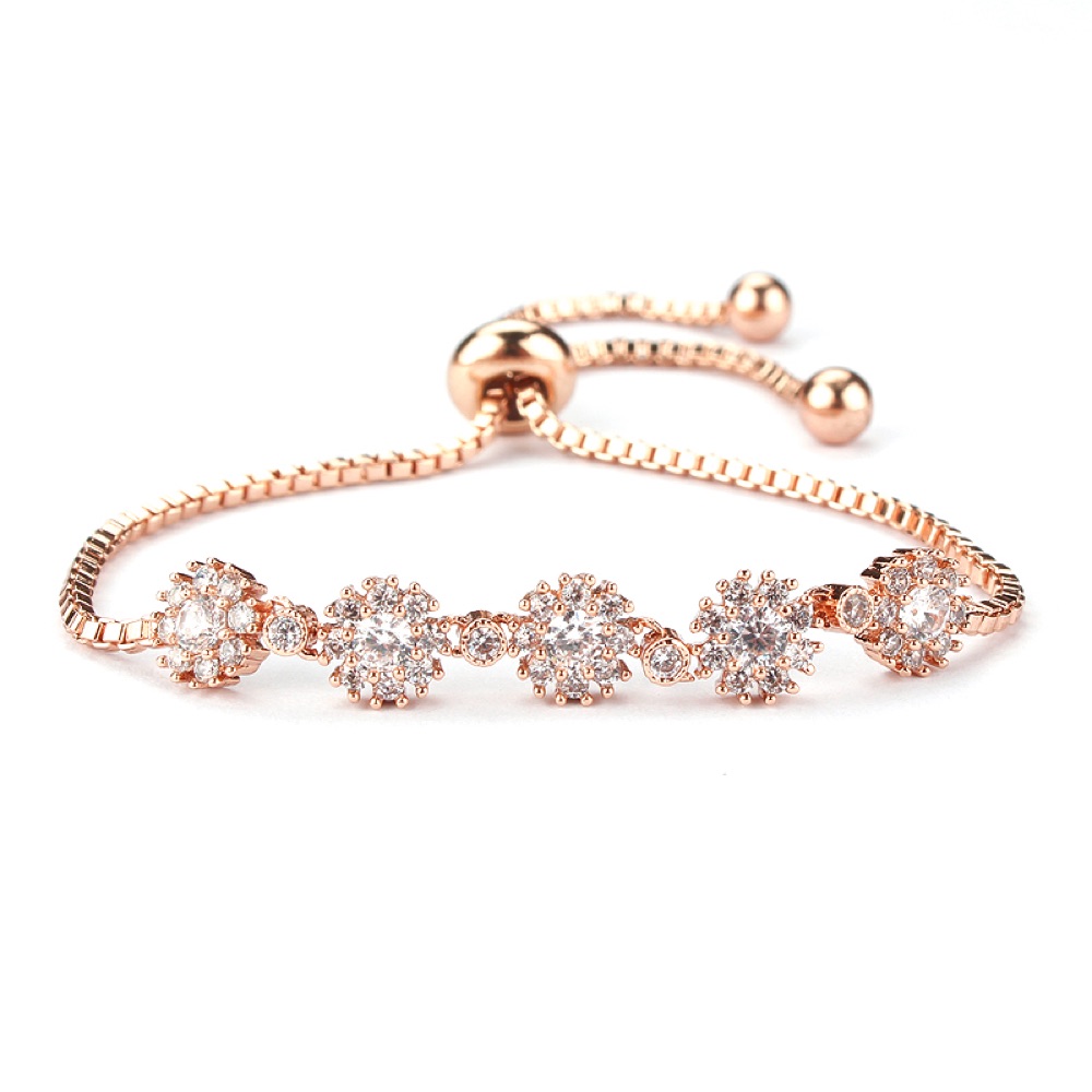 Rose Gold Floral Crystal Bracelet