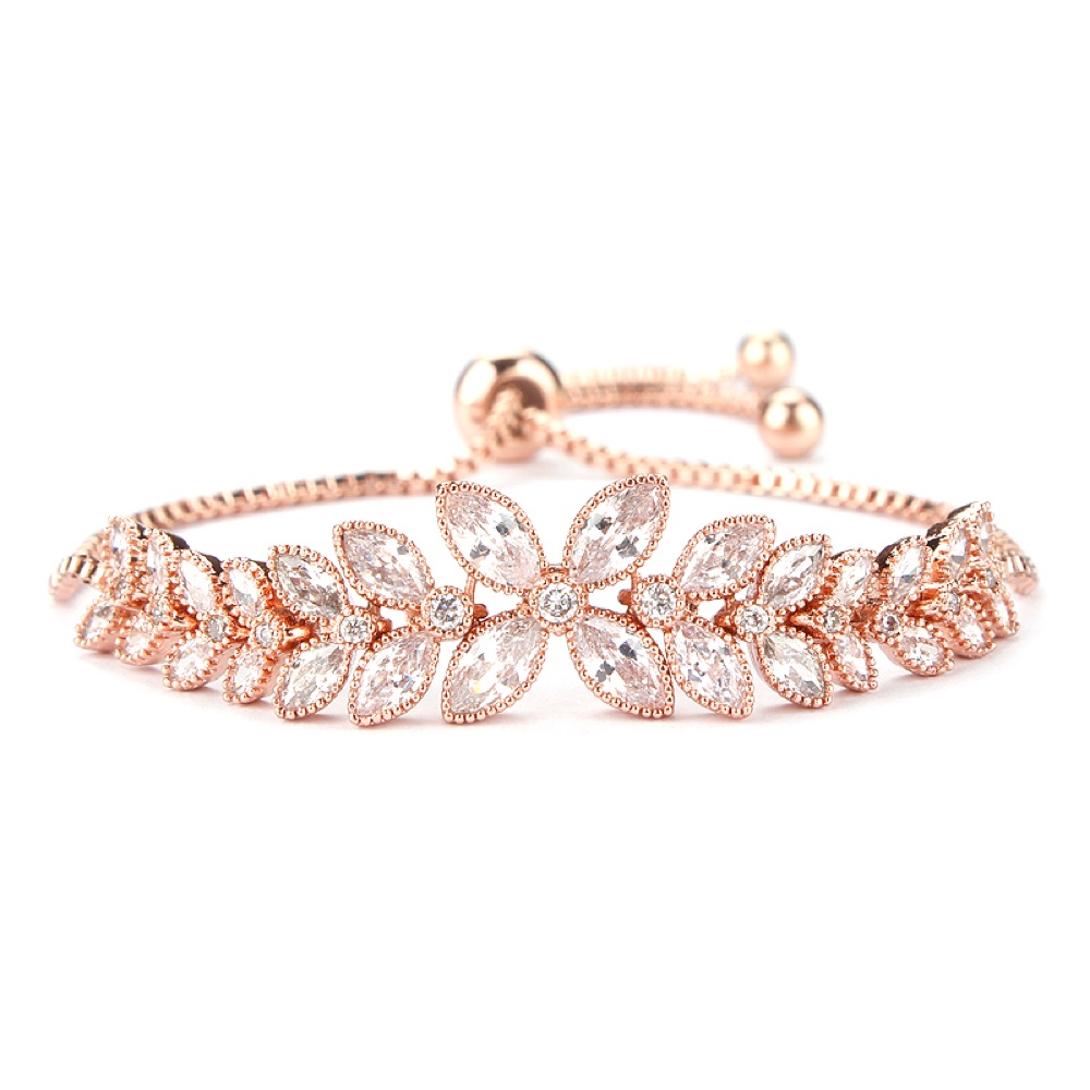 Rose Gold Floral Leaf Bracelet
