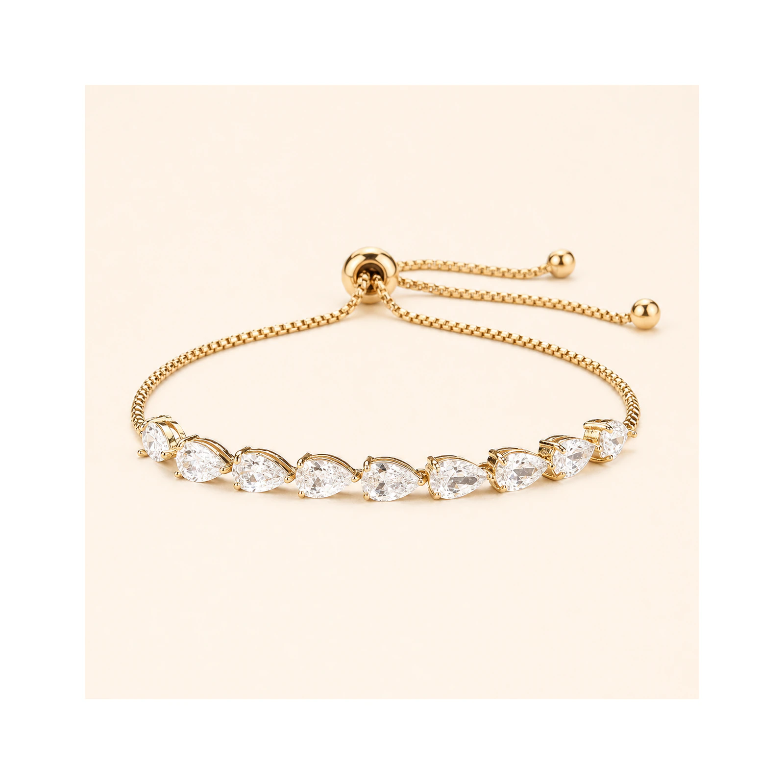 Rose Gold Pear Crystal Bracelet