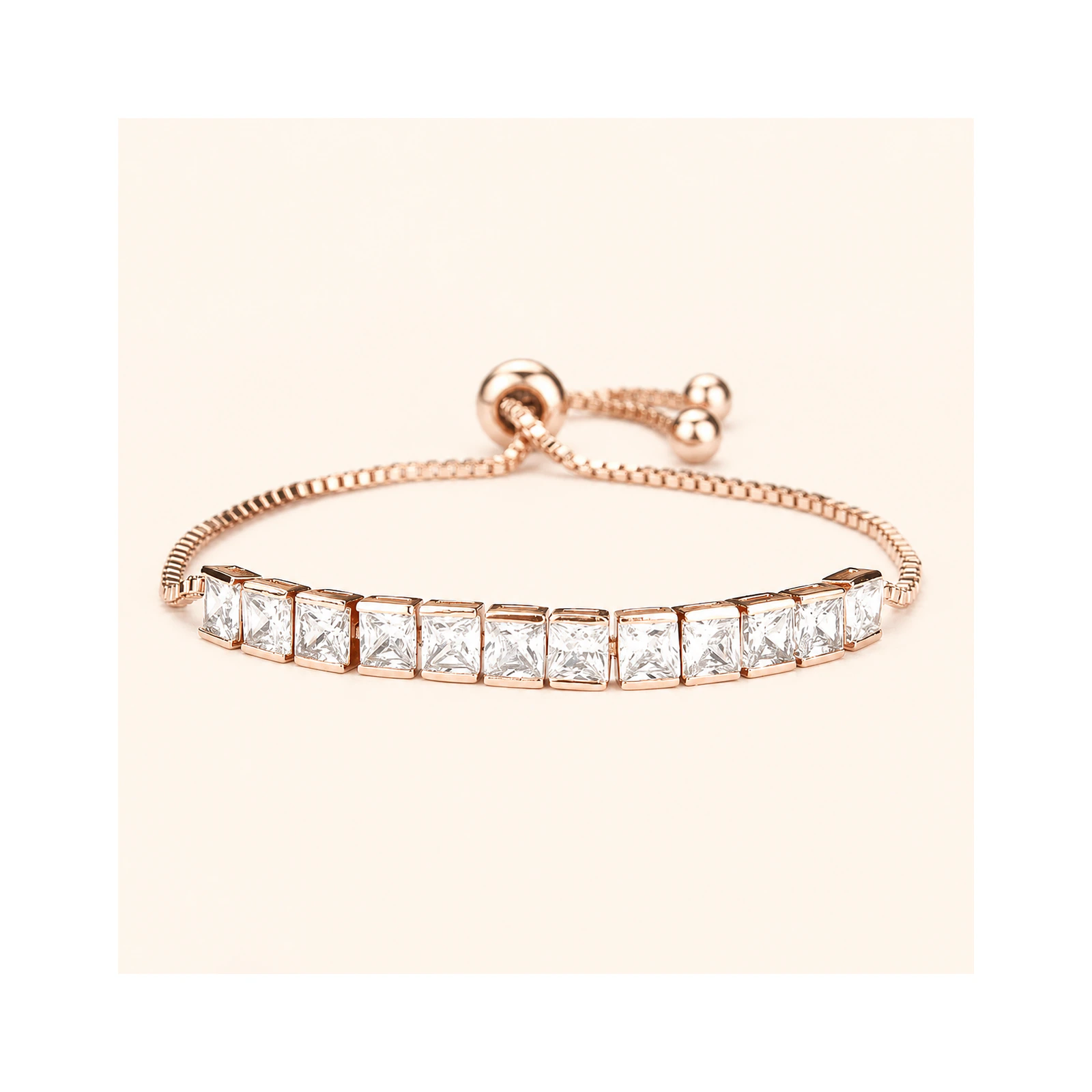 Rose Gold Square Tennis Bracelet