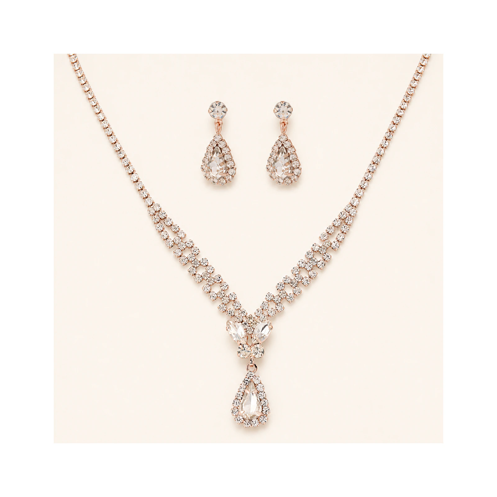 Rose Gold V Neck Jewelry Set