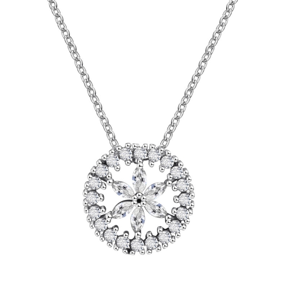Round Floral CZ Necklace Set