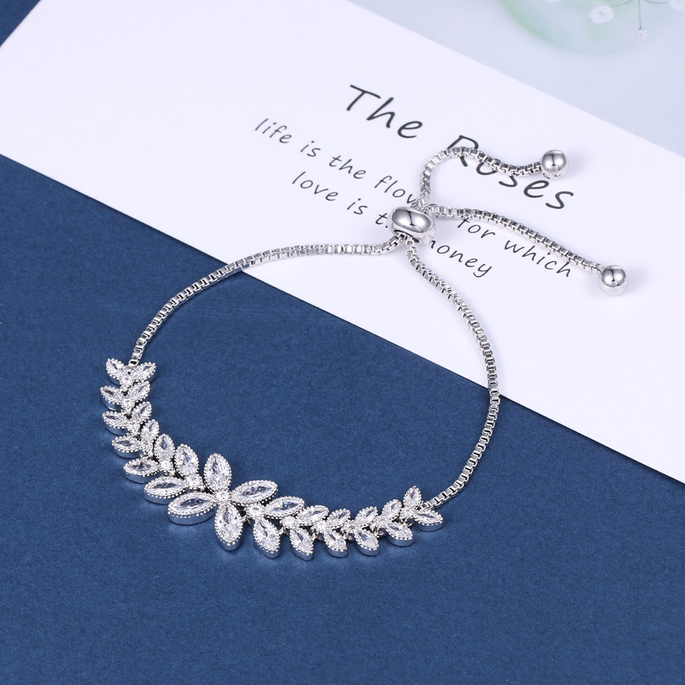 Silver Floral Leaf Bracelet