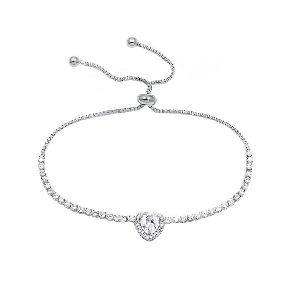 Silver Heart Tennis Bracelet