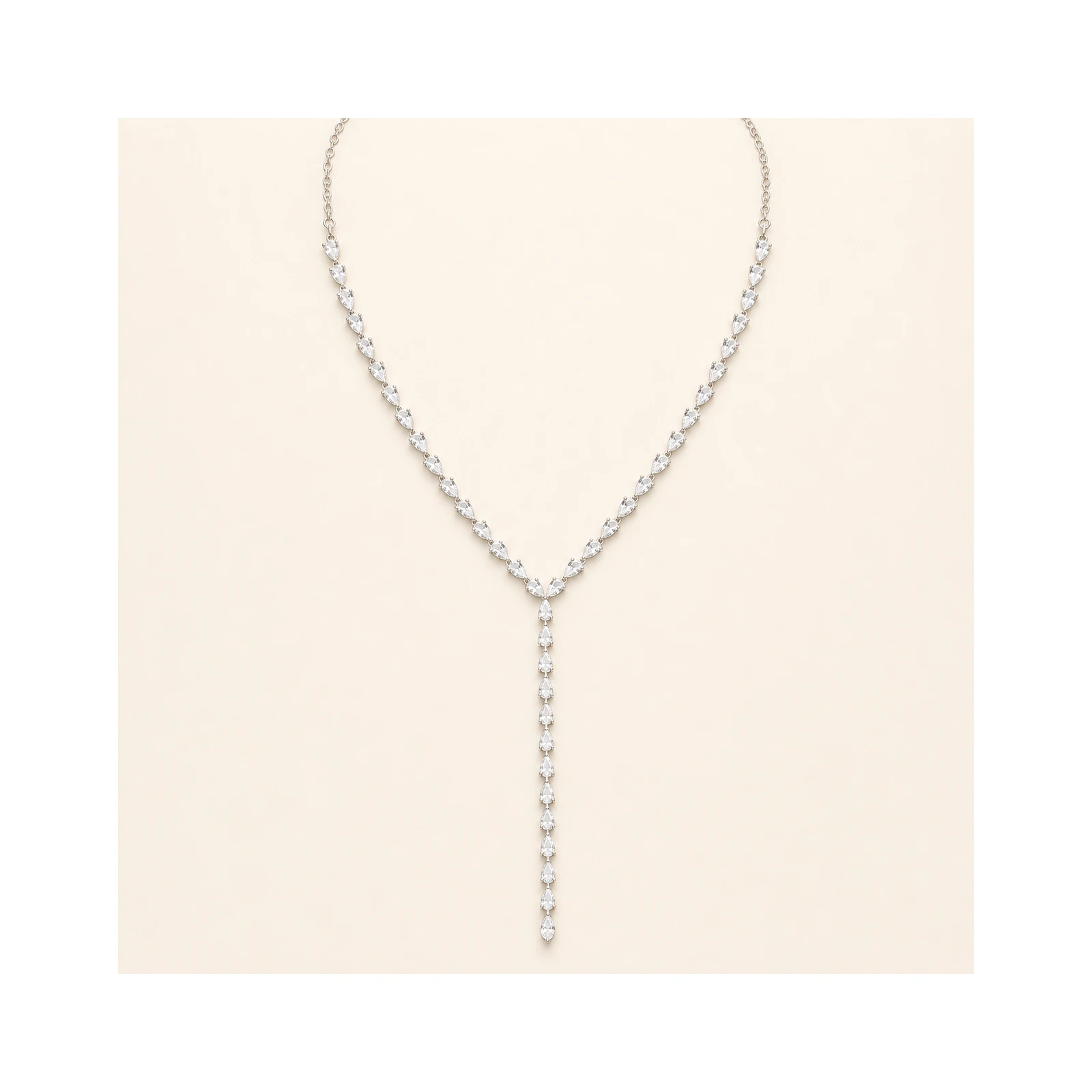 Silver Minimal Y Drop Necklace