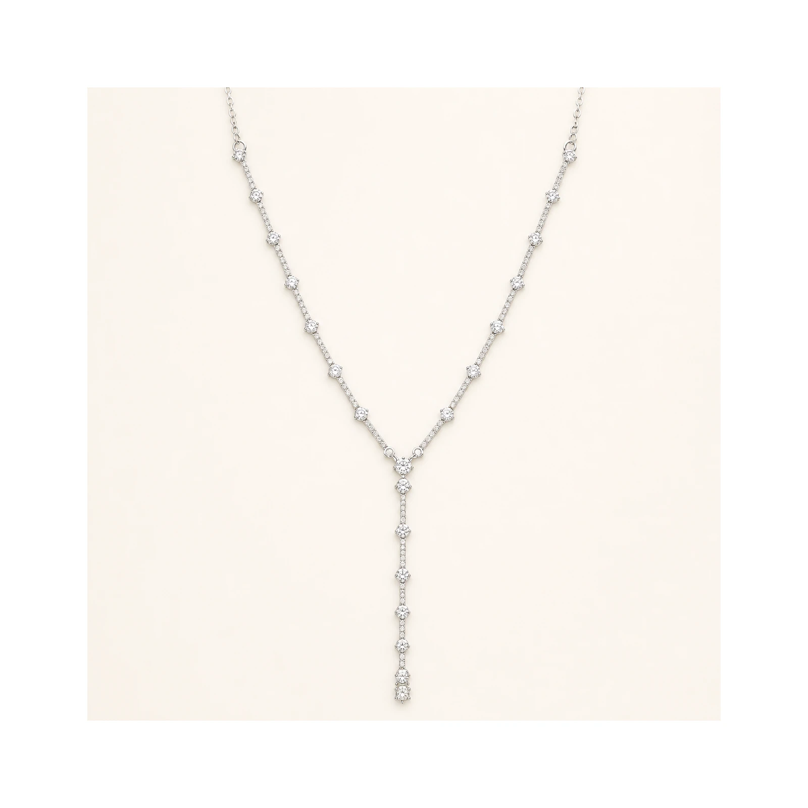 Silver Station Y Drop Necklace