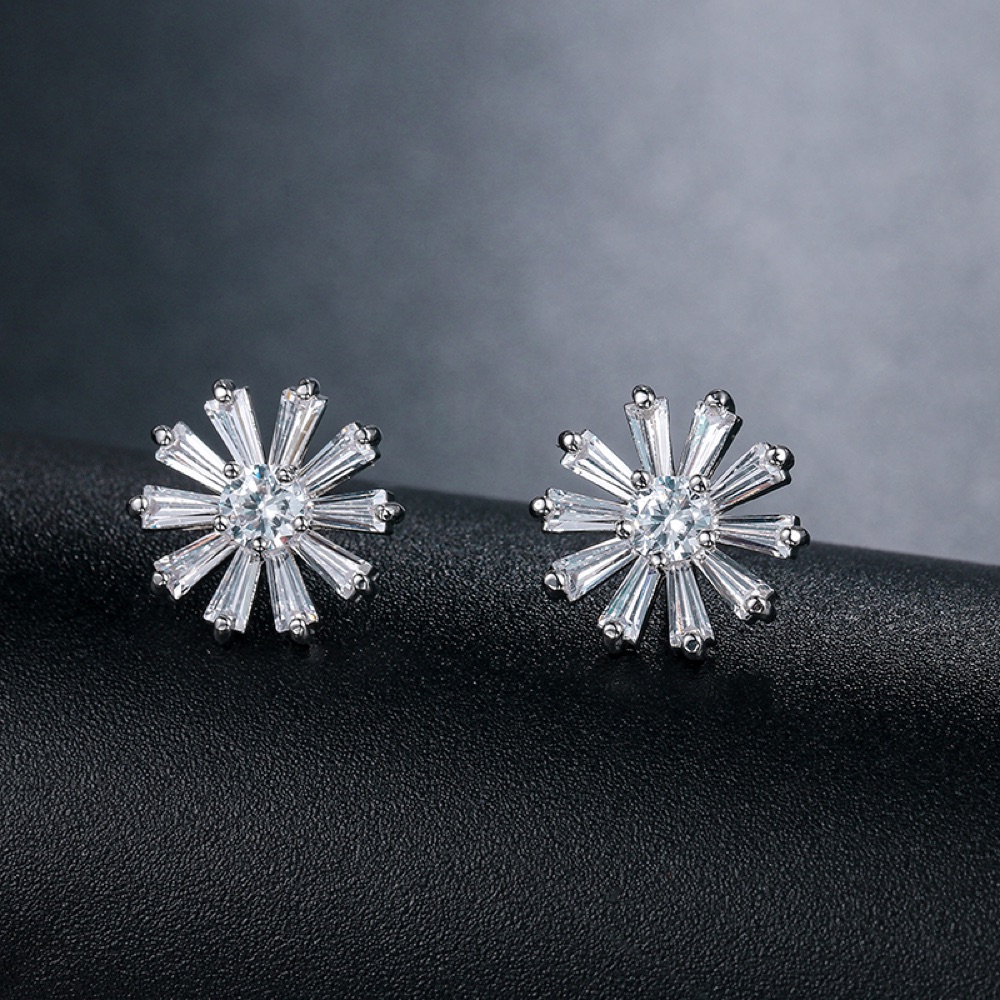 Wedding Guest Crystal Floral Earrings Style 03