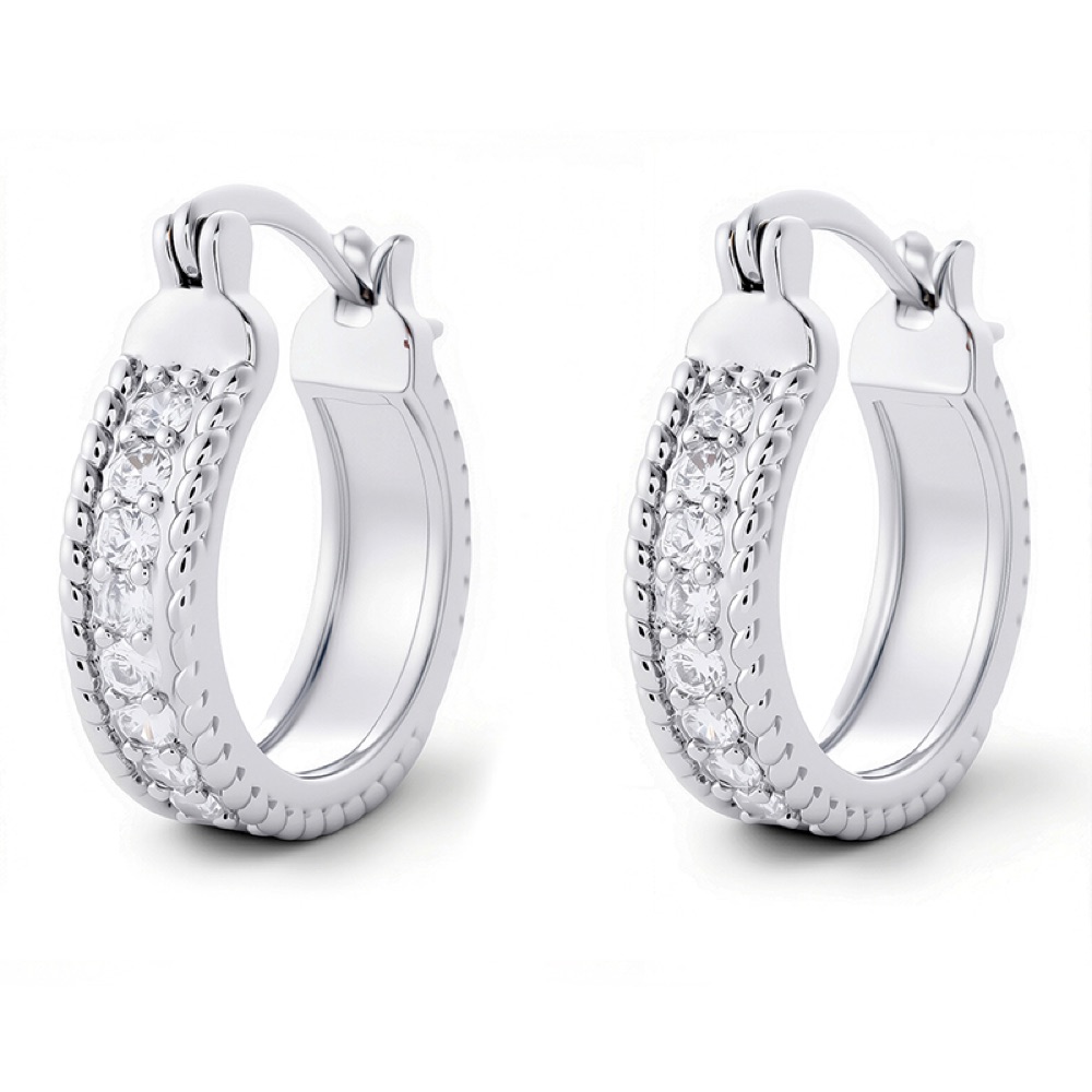 Wedding Guest Crystal Huggie Earrings Style 04