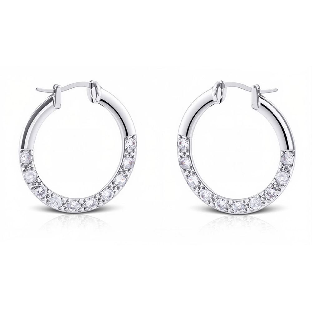 Wedding Guest Crystal Huggie Earrings Style 05