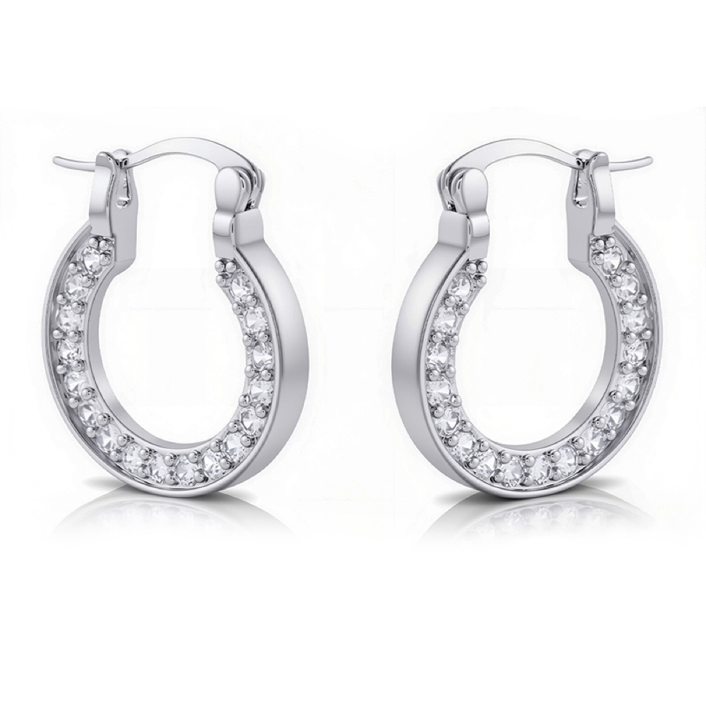 Wedding Guest Crystal Round Huggie Earrings
